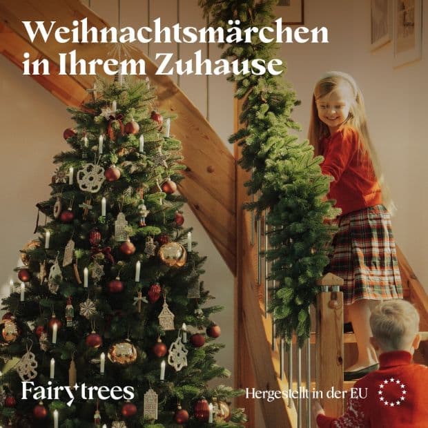 Lange Weihnachtsgirlande knstlich 270 cm fr Treppe, Tr oder Gelnder