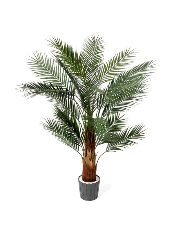 FairyTrees K&uuml;nstliche Palme f&uuml;r Balkon 160 cm - 24 Bl&auml;tter - Gr&uuml;n - UV-best&auml;ndig