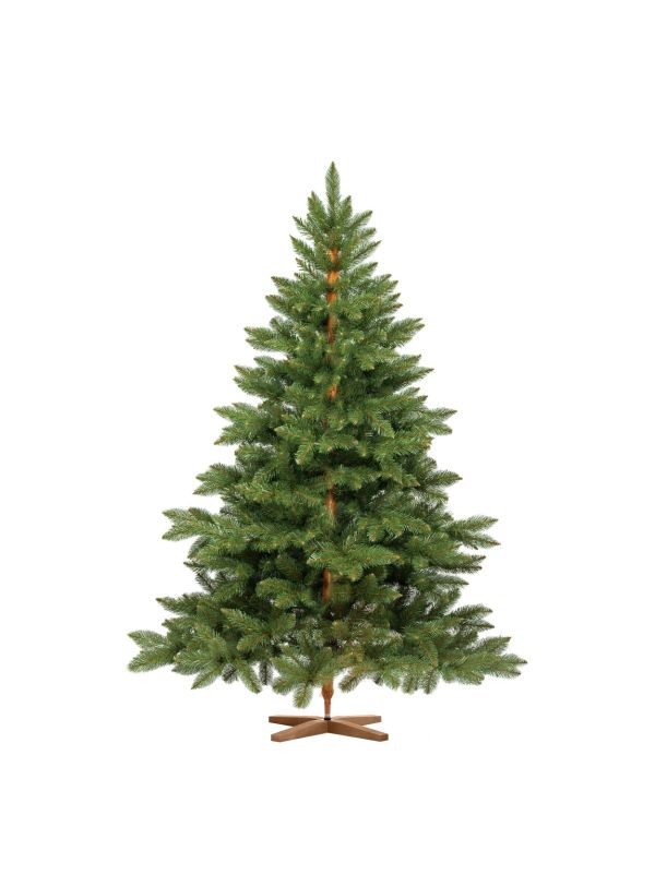 Künstlicher Weihnachtsbaum FairyTrees FT14B-180 – Nordmanntanne mit 180 cm Höhe, PVC-Nadeln und braunem Stamm.