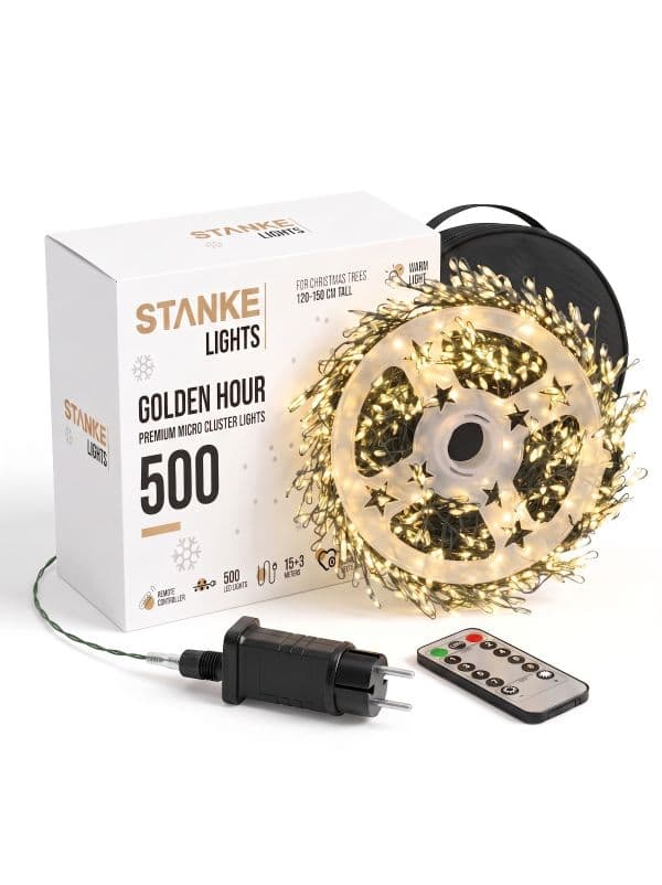 LED-Weihnachtsbaumbeleuchtung GoldenHour 500 LED 15 m, Warmwei&szlig; &ndash; Premium-Beleuchtung f&uuml;r den Weihnachtsbaum 