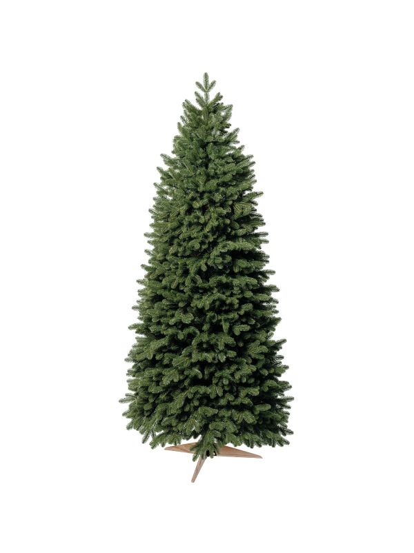 FairyTrees FT07 Künstliche Nordmanntanne Spritzguss 180 cm - schmaler klappbarer  Weihnachtsbaum 100% PE - dunkelgrün