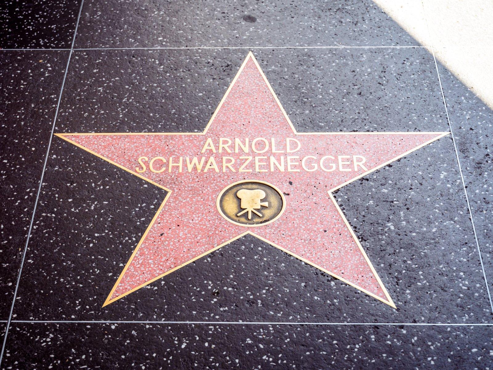 Der Stern des Schauspielers Arnold Schwarzenegger auf dem Hollywood Walk of Fame.